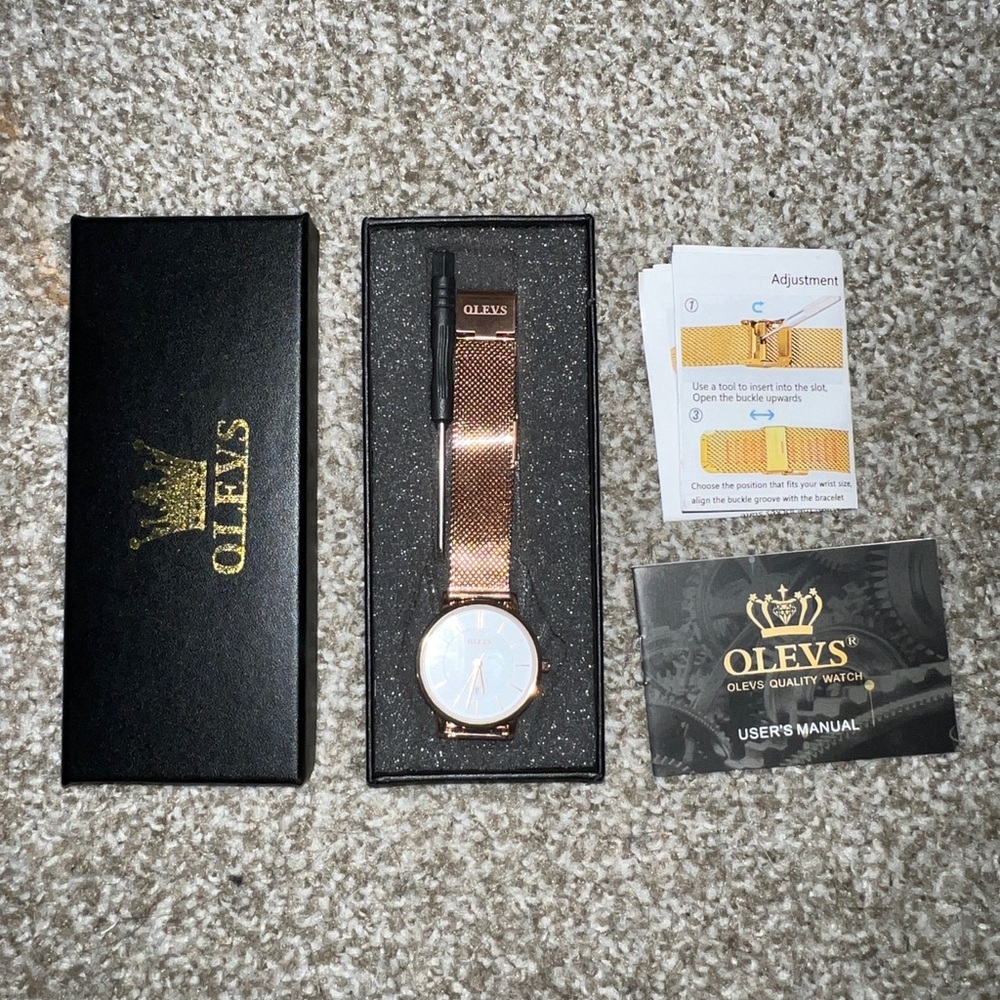 Olevs rose gold watch